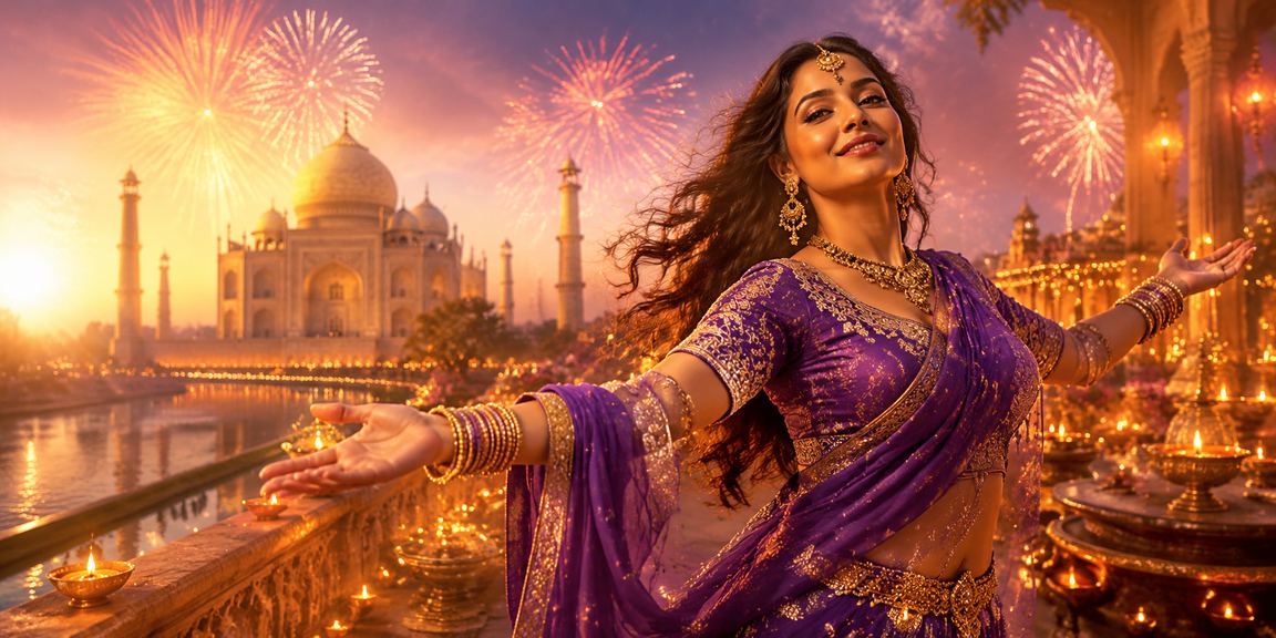Entertainment casino scene during Diwali festival in Agra